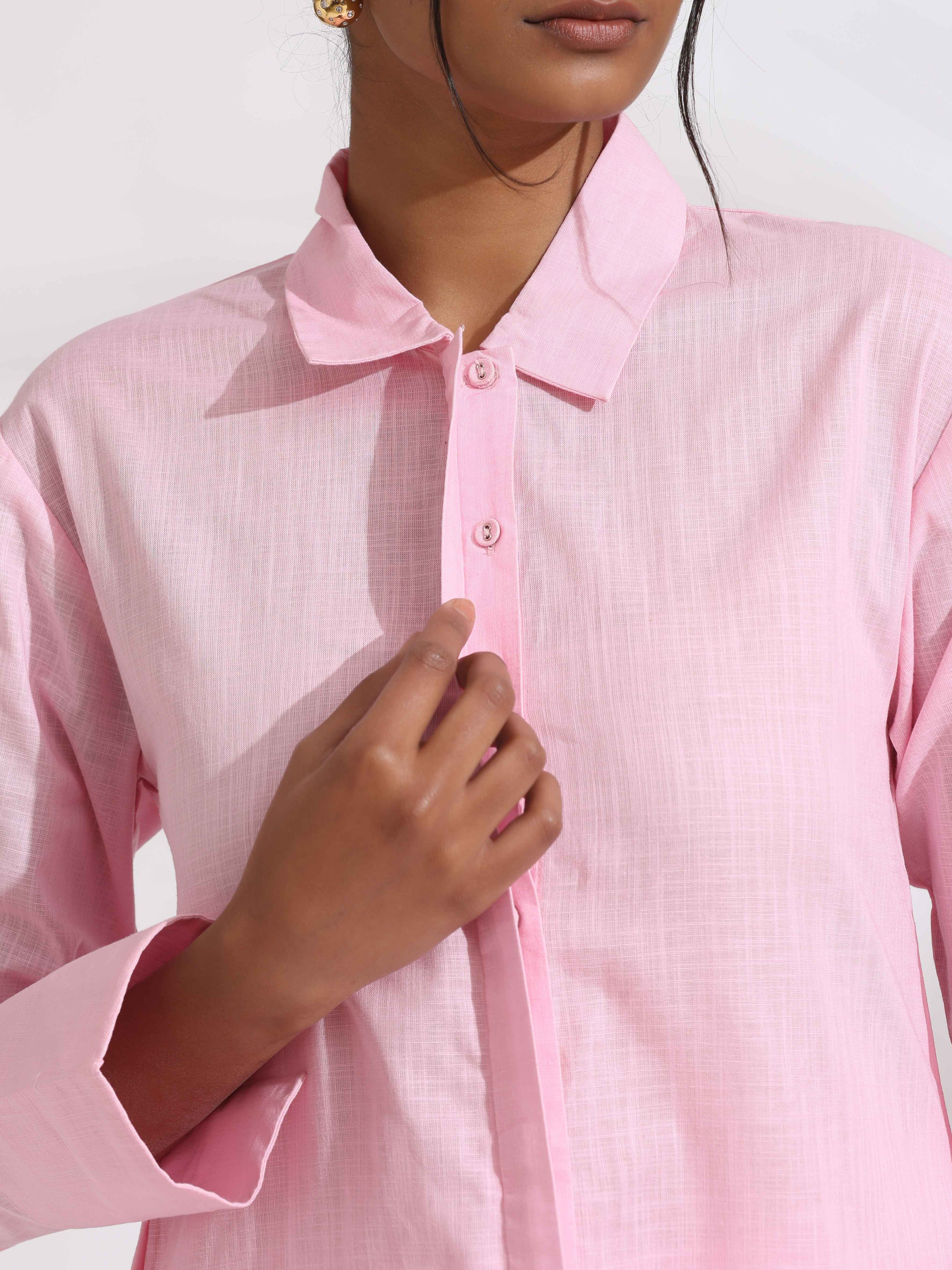 trueBrowns Pink Cotton Embroidered Kurta Set - Distacart