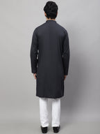 Even Apparels Black Pure Cotton Kurta With Band Collar - Distacart