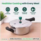 The Indus Valley Tri-ply Stainless Steel Pressure Pan, Premium Quality, 3 Layer Thick Body, Heavy Bottom, 100% Food-safe, ISI Certified, Induction & Gas, 3.5/5L