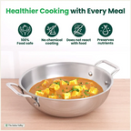 The Indus Valley TurboCuk Tri-ply Stainless Steel Kadai, Premium Quality, 3 Layer Thick Body, 100% Toxin-free, Non-stick, Induction & Gas, Free ₹110 Spatula, 1.7/2.7/3.5L