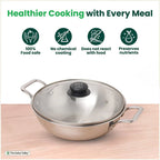 The Indus Valley TurboCuk Tri-ply Stainless Steel Kadai+ Glass Lid, Premium Quality, 3 Layer Thick Body, 100% Toxin-free, Non-stick, Induction & Gas, 1.7/2.7/3.5L