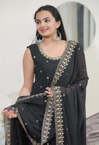 Yash Enterprise Awasome Embroidery Georgette Black Readymade Salwar Suit - Distacart