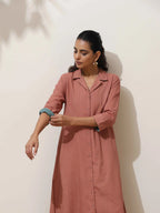 trueBrowns Peach Cotton Linen Kurta Pant Set - Distacart