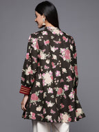 Ahalyaa Mandarin Collar Floral Print Crepe Tunic