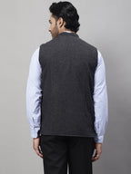 Even Apparels Men's Grey Pure Wool Nehru Jacket