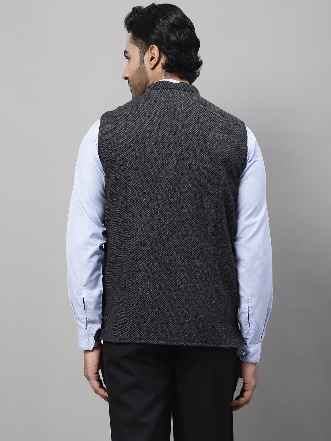 Even Apparels Men's Grey Pure Wool Nehru Jacket