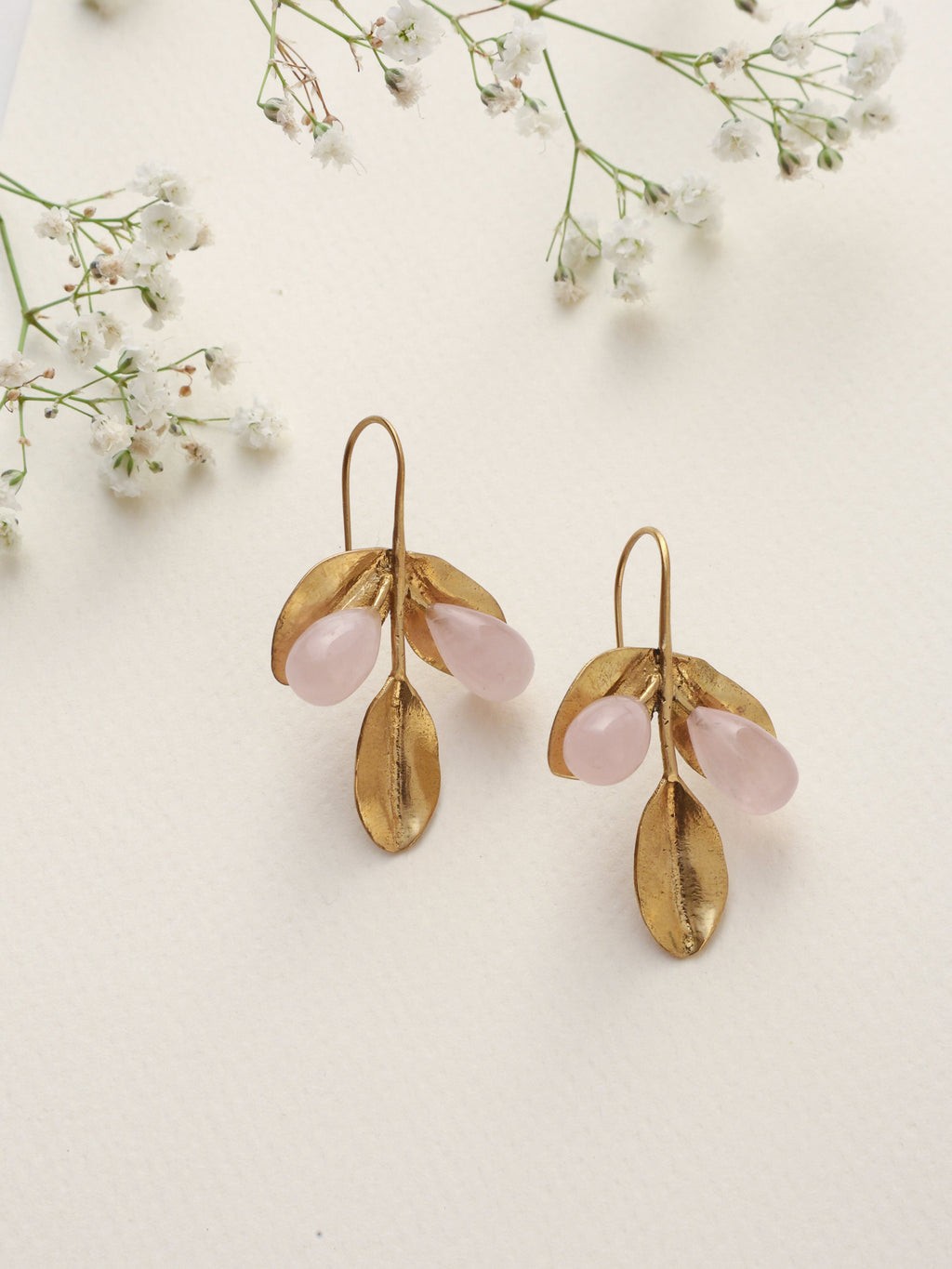 trueBrowns Brass Crystal Leaf Earrings - Distacart