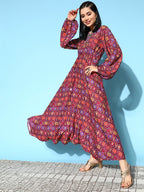 InWeave Women's Wine Edgy Print Dress - Distacart