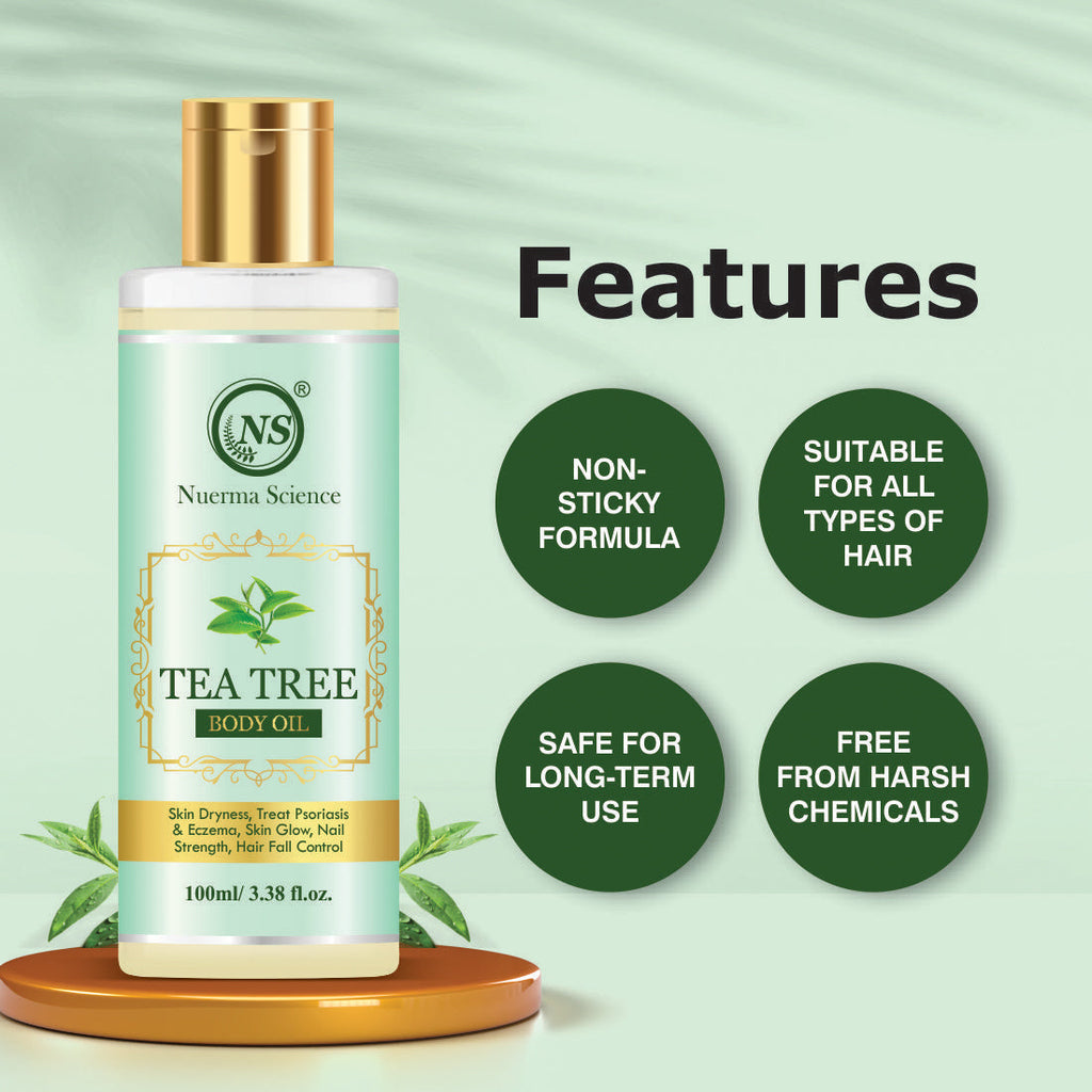 Nuerma Science Tea Tree Body Oil for Skin Cleansing & Moisturization