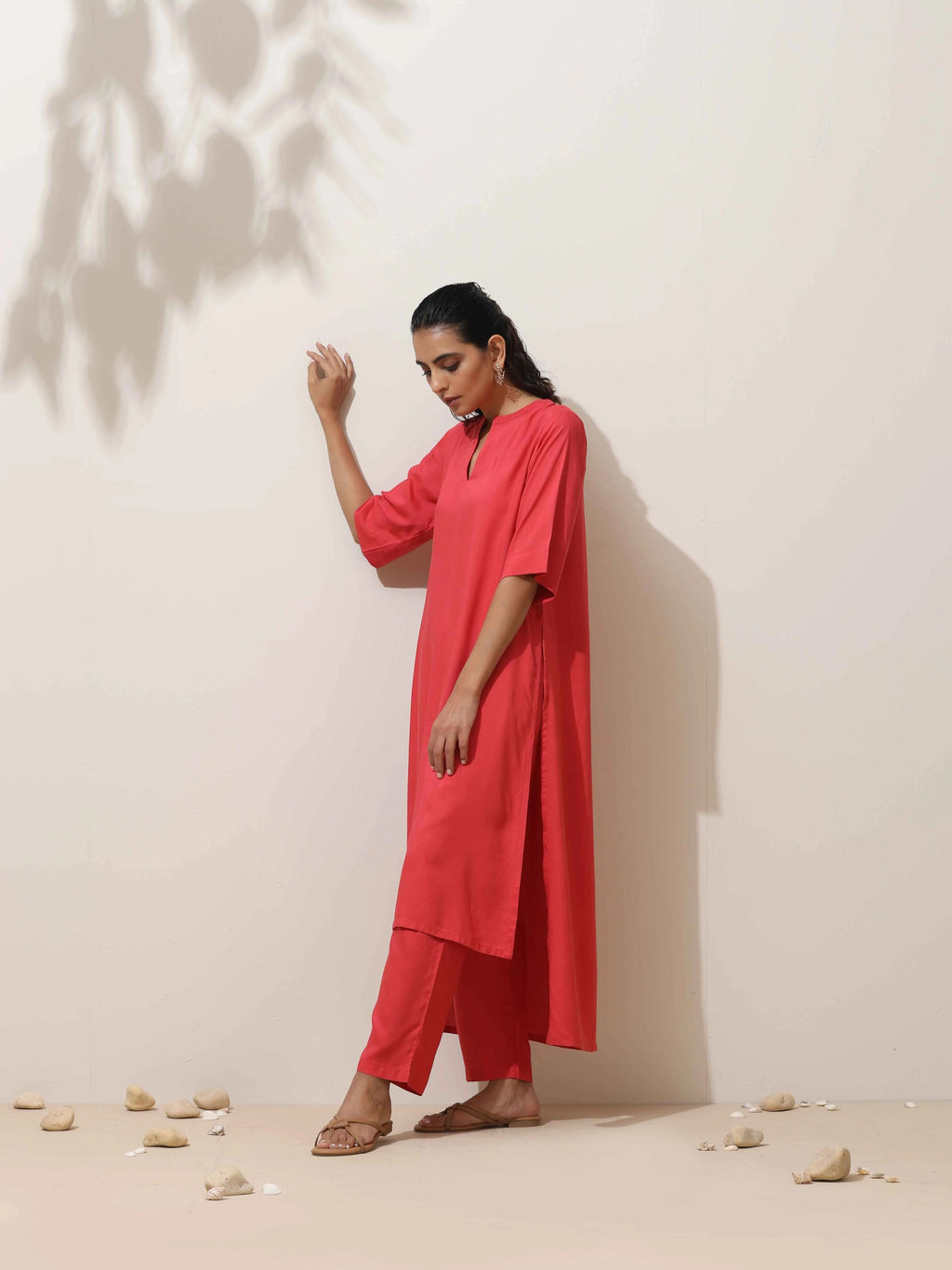 trueBrowns Coral Viscose Kurta Pant Set - Distacart