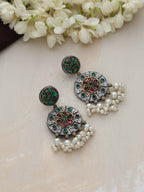 trueBrowns Silver Gold Tone Circular Stone Earrings - Distacart