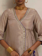 trueBrowns Lilac Tissue Angrakha Kurta Set - Distacart