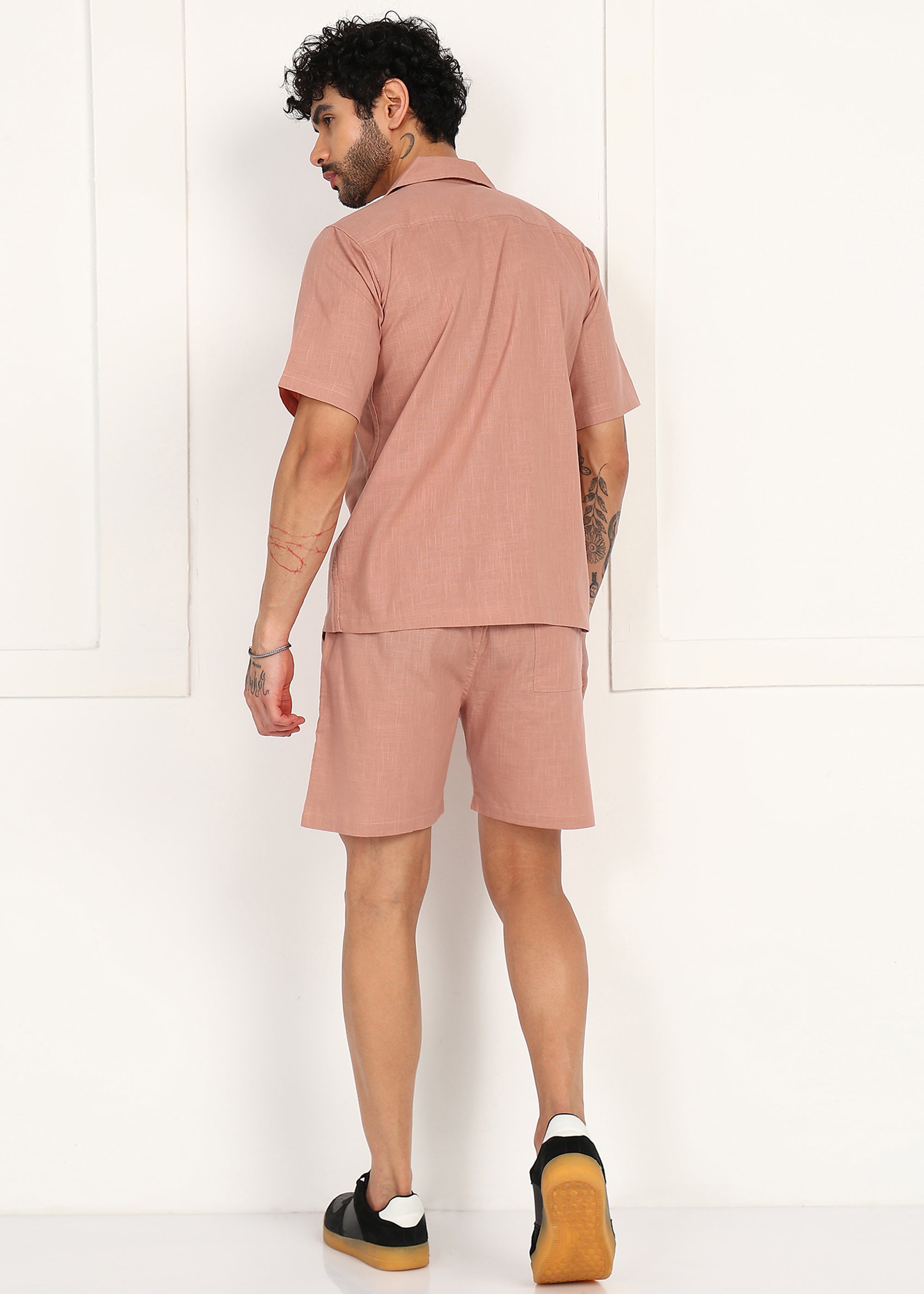 Fabmade Men’S Peach Linen Co-Ord Set
