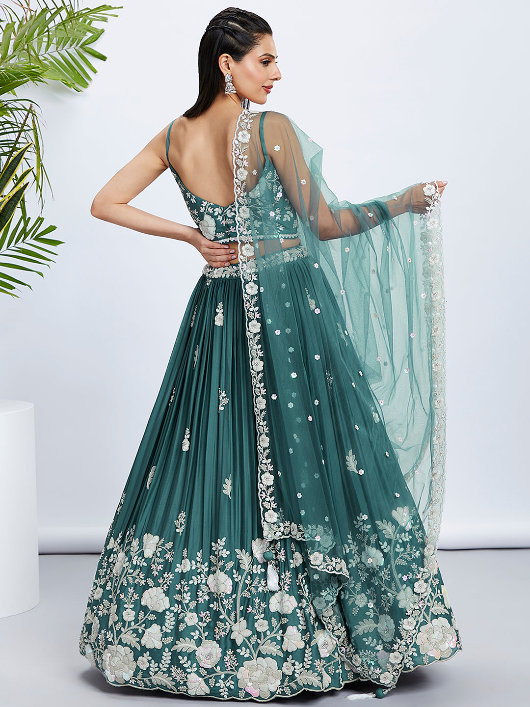 House of Panchhi Pink Pure Georgette Position Printing With Siroski Stone Work Lehenga Choli & Dupatta