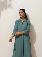 trueBrowns Green Cotton Linen Kurta Pant Set - Distacart