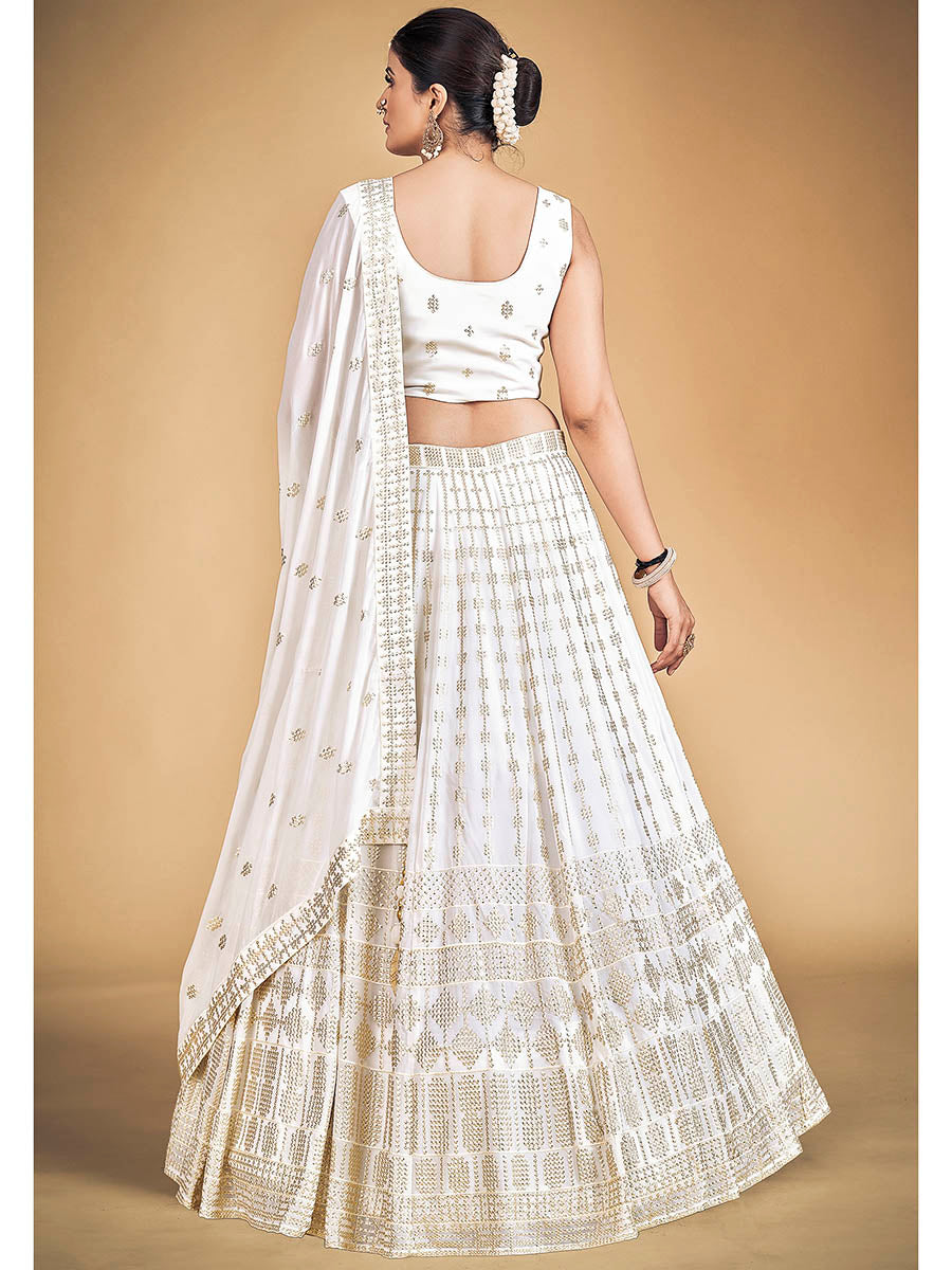 Myra White Georgette Real Georgette Lehenga Choli