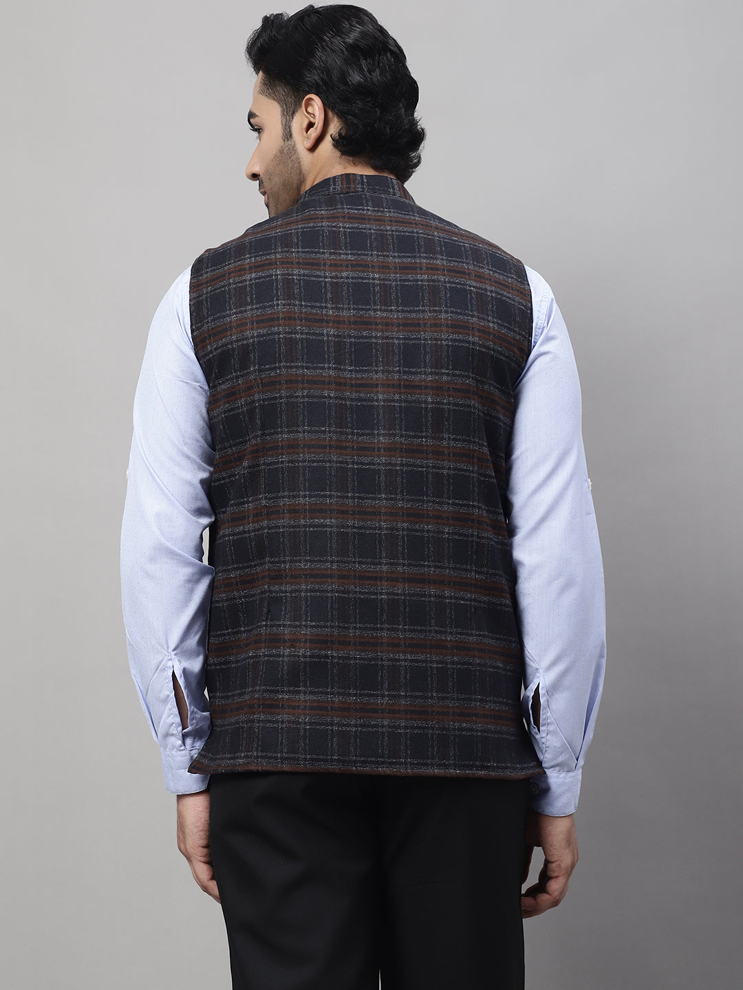 Even Apparels Men's Black Nehru Jacket With Welt Pockets
