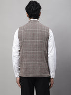 Even Apparels Men's Beige Pure Wool Nehru Jacket