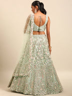 House of Panchhi Sea green Net Multi Sequins with heavy Zarkan embroidery Lehenga choli & Dupatta
