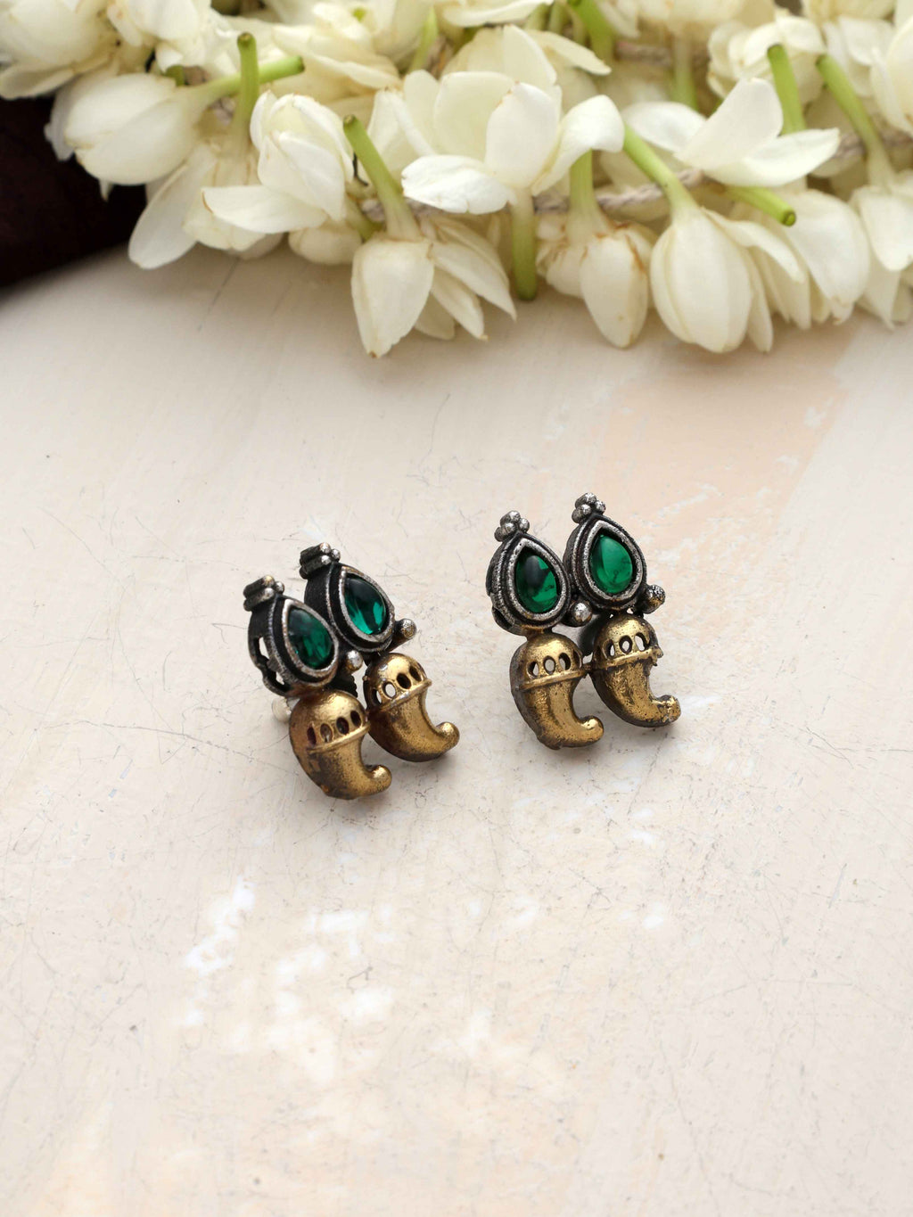 trueBrowns Silver Gold Tone Stud Earrings - Distacart