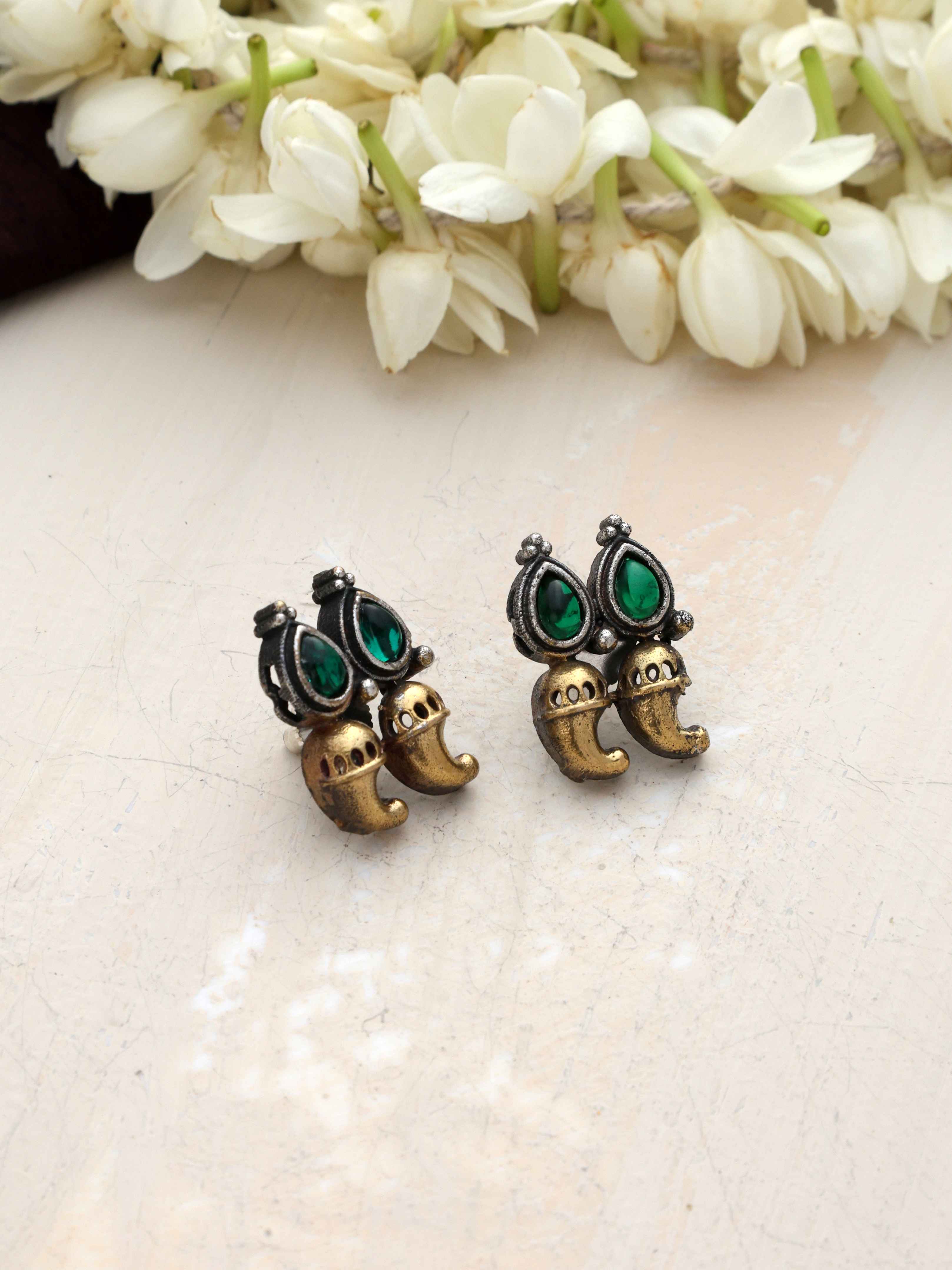trueBrowns Silver Gold Tone Stud Earrings - Distacart