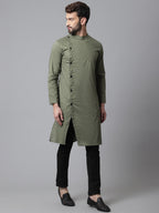Even Apparels Green Sherwani Kurta With Asymetrical Cut - Distacart