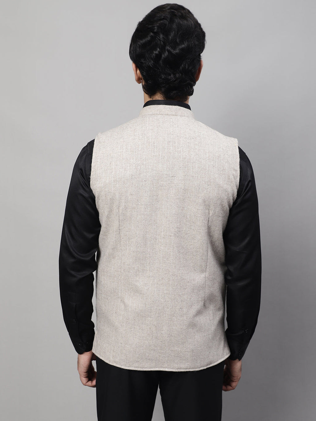 Even Apparels Men's Beige Pure Wool Nehru Jacket