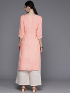 Ahalyaa Abstract Printed Pure Cotton Kurta with Lace Detail