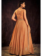 Myra Apricoat Real Georgette Designer Gown Style Suit - Distacart