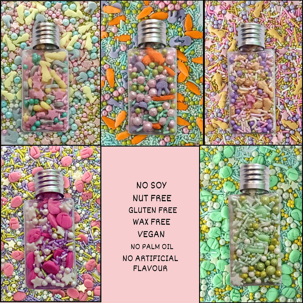 confect spring sprinkles edible mix green pink eggs yellow gold bunny pack of 5 100gms
