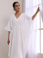 trueBrowns White Dobby Kaftan Dress | Relove - Distacart