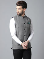 Even Apparels Men's Grey Pure Wool Nehru Jacket