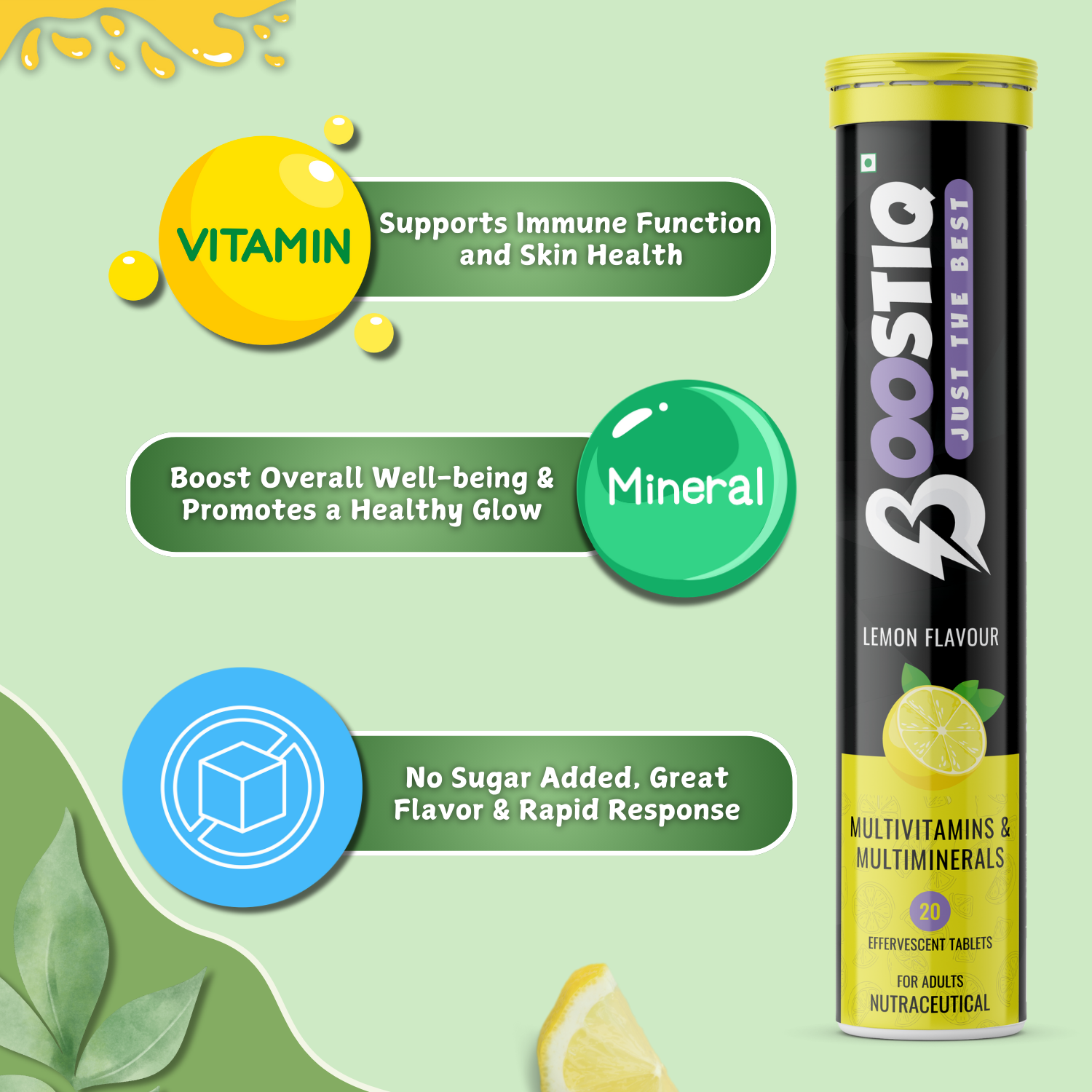 BOOSTIQ Multivitamin Effervescent Tablets - Lemon Flavour