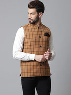 Even Apparels Men's Beige Nehru Jacket With Welt Pockets