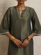 trueBrowns Green Tissue Kurta Set - Distacart