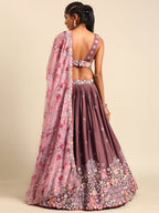 House of Panchhi Rose Gold Chinon Sequins Embroidery Lehenga Choli & Dupatta