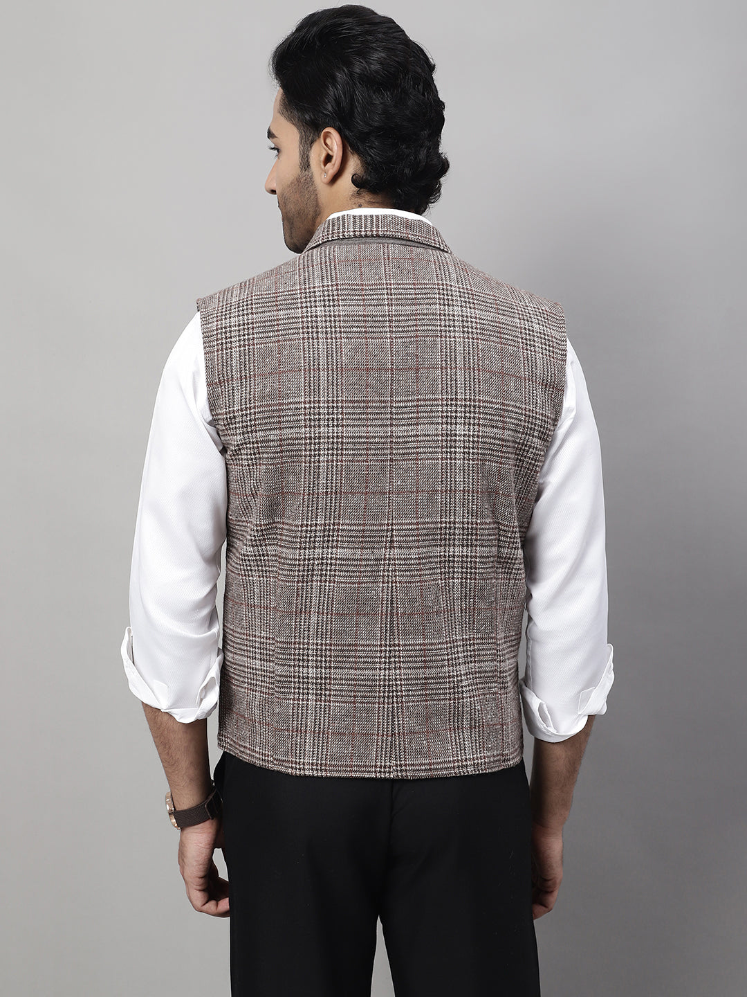 Even Apparels Men's Brown Pure Wool Nehru Jacket