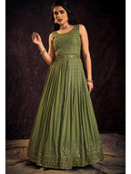 Myra Green Real Georgette Designer Gown Style Suit - Distacart
