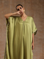 trueBrowns Light Green Modal Satin Kaftan Kurta Set | Relove - Distacart
