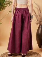 InWeave Women's Pink Wine Handloom Palazzo