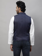 Even Apparels Men's Blue Nehru Jacket With Welt Pockets