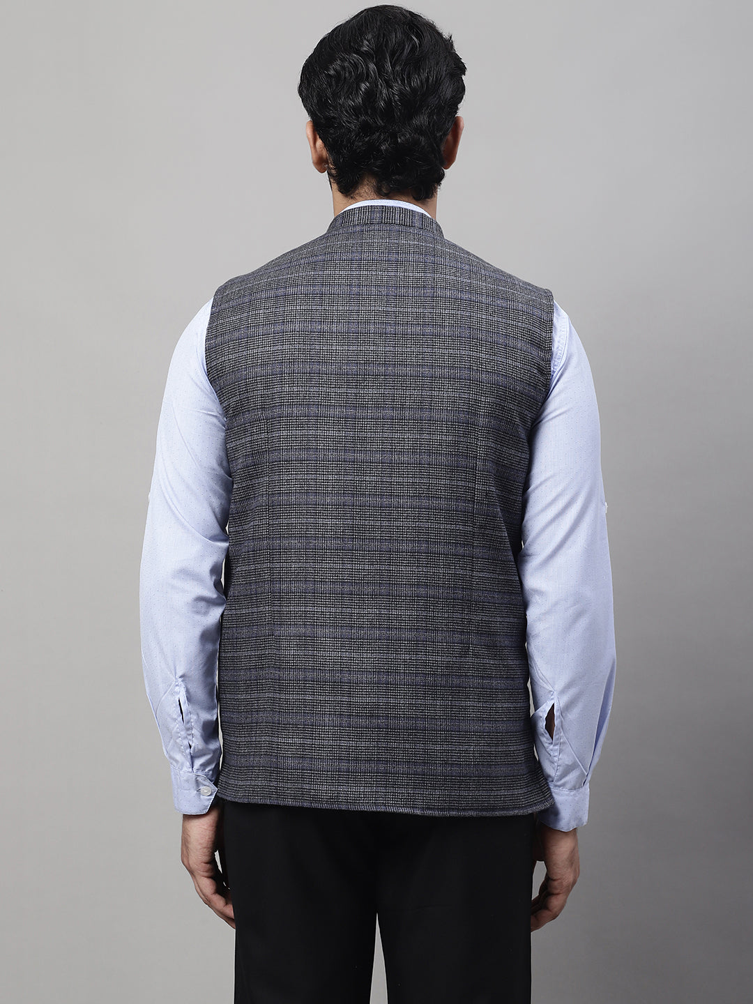 Even Apparels Men's Grey Nehru Jacket With Welt Pockets