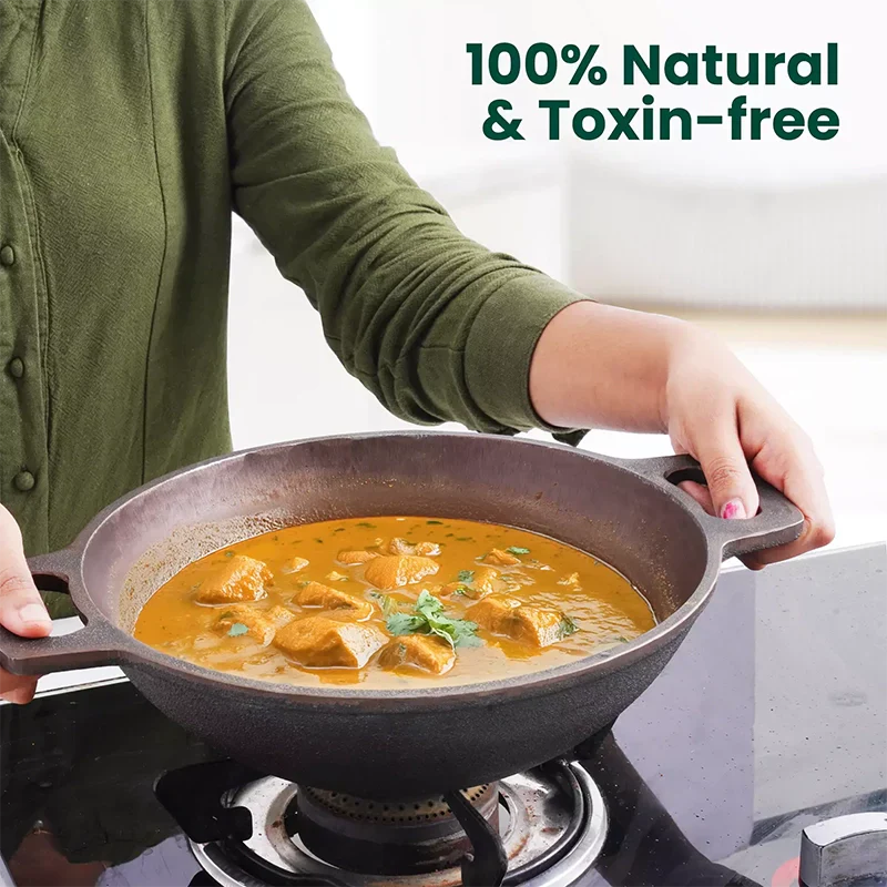 The Indus Valley CASTrong Cast Iron Cookware Set: Tadka Pan + Cast Iron Tawa With Handle (Pre Seasoned) + Cast Iron Kadai Wok Model + Cast Iron Fry Pan, Kitchen set for Home, 100% Pure, Toxin-free