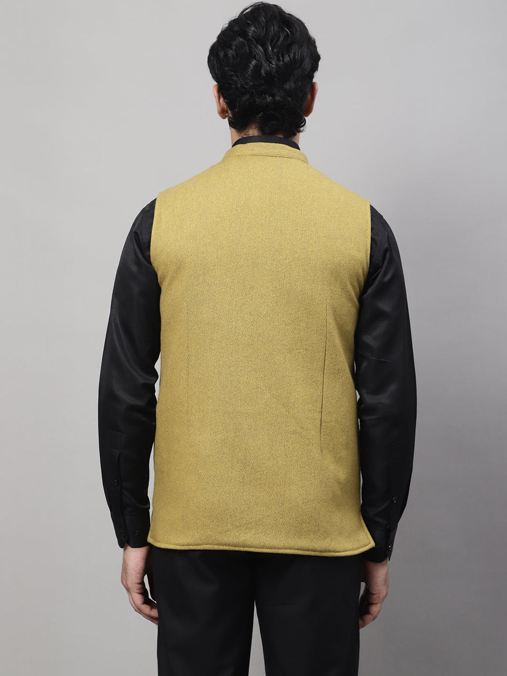 Even Apparels Men's Mustard Pure Wool Nehru Jacket