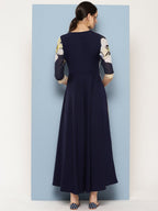Ahalyaa Floral Printed Maxi Empire Ethnic Dress - Distacart