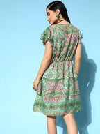 InWeave Women's Soft Green Tiered Short Dress - Distacart