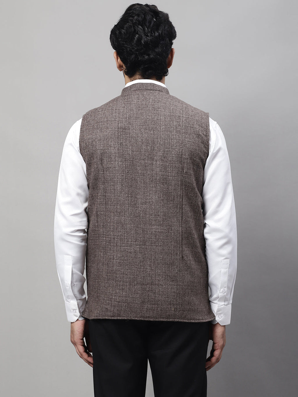 Even Apparels Men's Brown Nehru Jacket With Welt Pockets