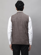 Even Apparels Men's Brown Nehru Jacket With Welt Pockets