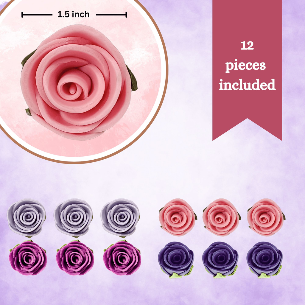 confect sugar roses topper sugar roses for cake decorations cupcakes doughnut edible toppers ombre 4 pack of 12
