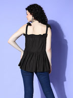 InWeave Black Shoulder Tie-Up Top